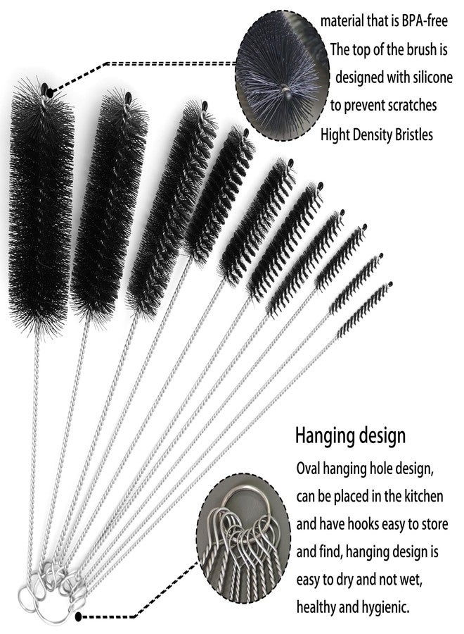 CIDYAUST Long Straw Brush, Straw Brush Set 10 Pack, Straw Brush for Tumbler, Sippy Cup, Water Bottle and Hummingbird Feeders.(Black) - Image 5